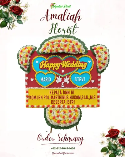 Karangan Papan Bunga Pernikahan di Loa Buah